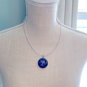 Multicolored pendant set in 925 silver w/band